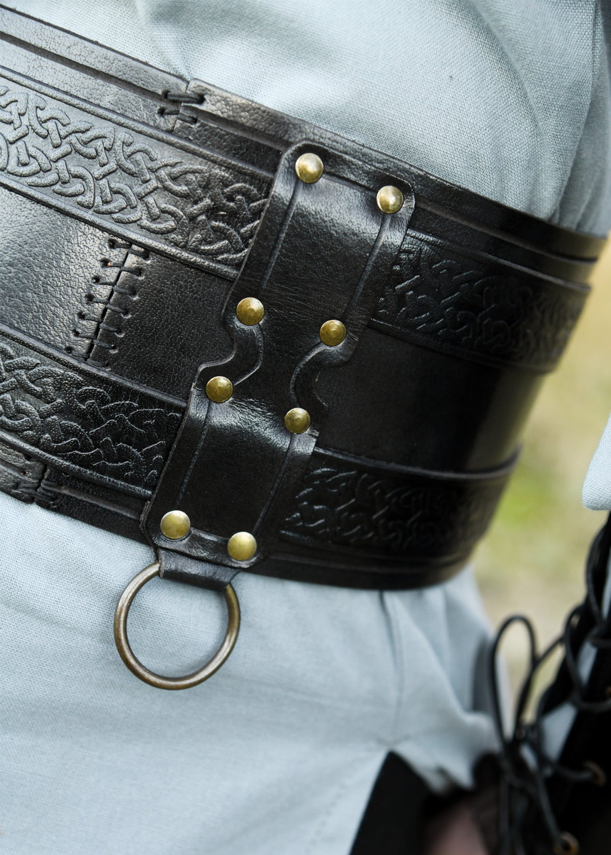 Ceinture double en cuir noir Balor
