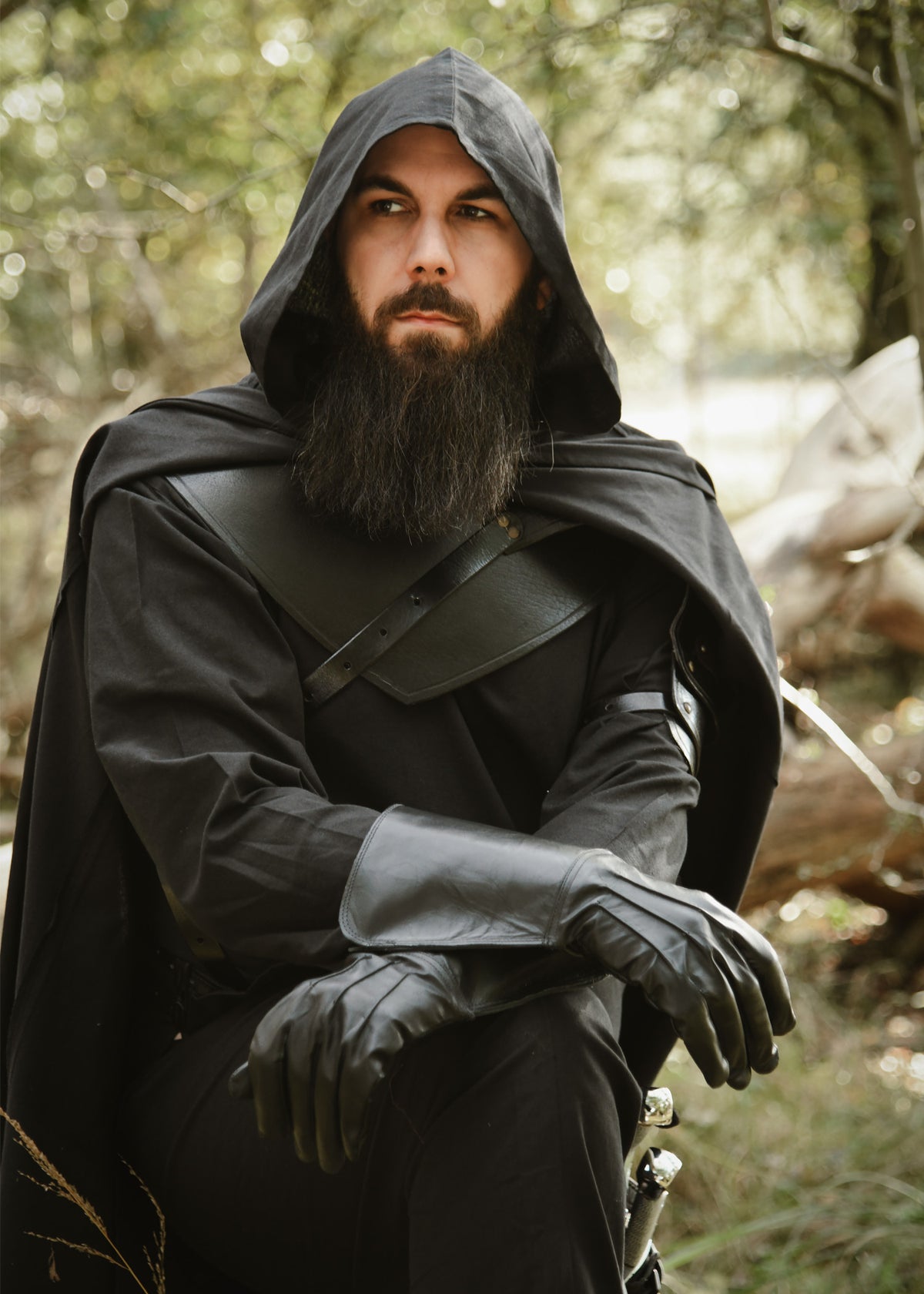 Gorgerin en cuir noir Balor