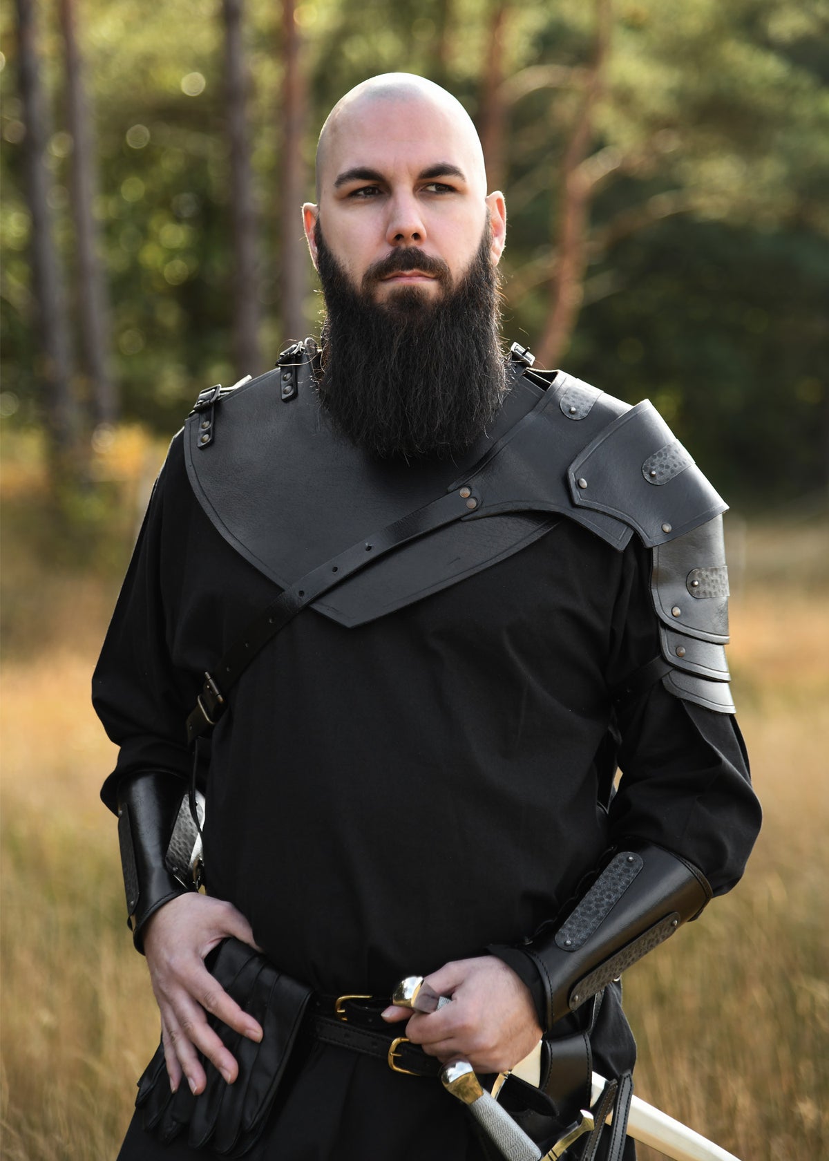 Gorgerin en cuir noir Balor