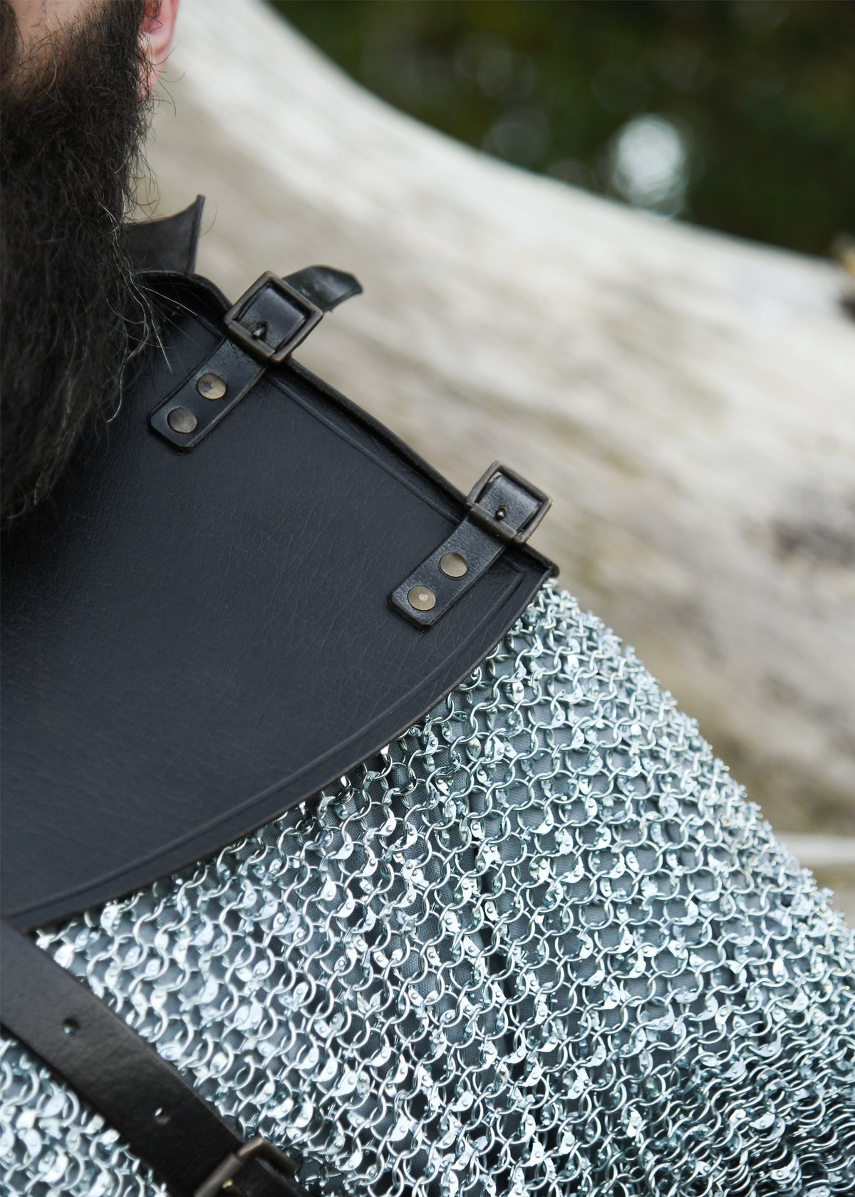 Gorgerin en cuir noir Balor