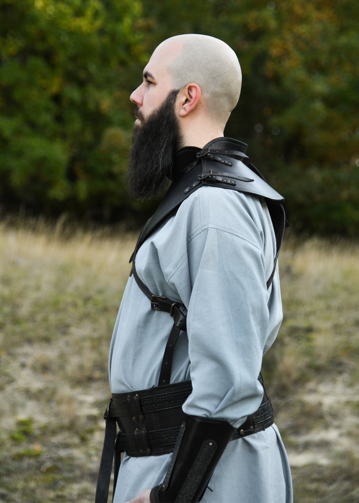 Gorgerin en cuir noir Balor
