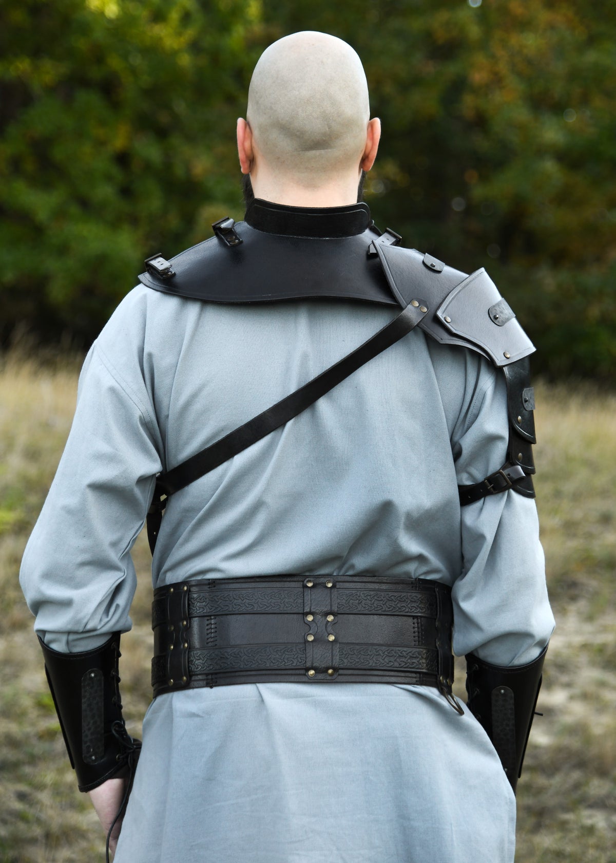 Gorgerin en cuir noir Balor