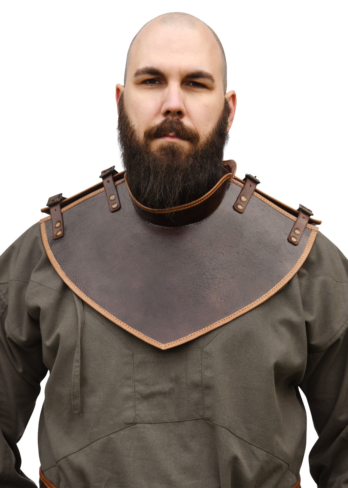 Gorgerin en cuir brun Arnulf