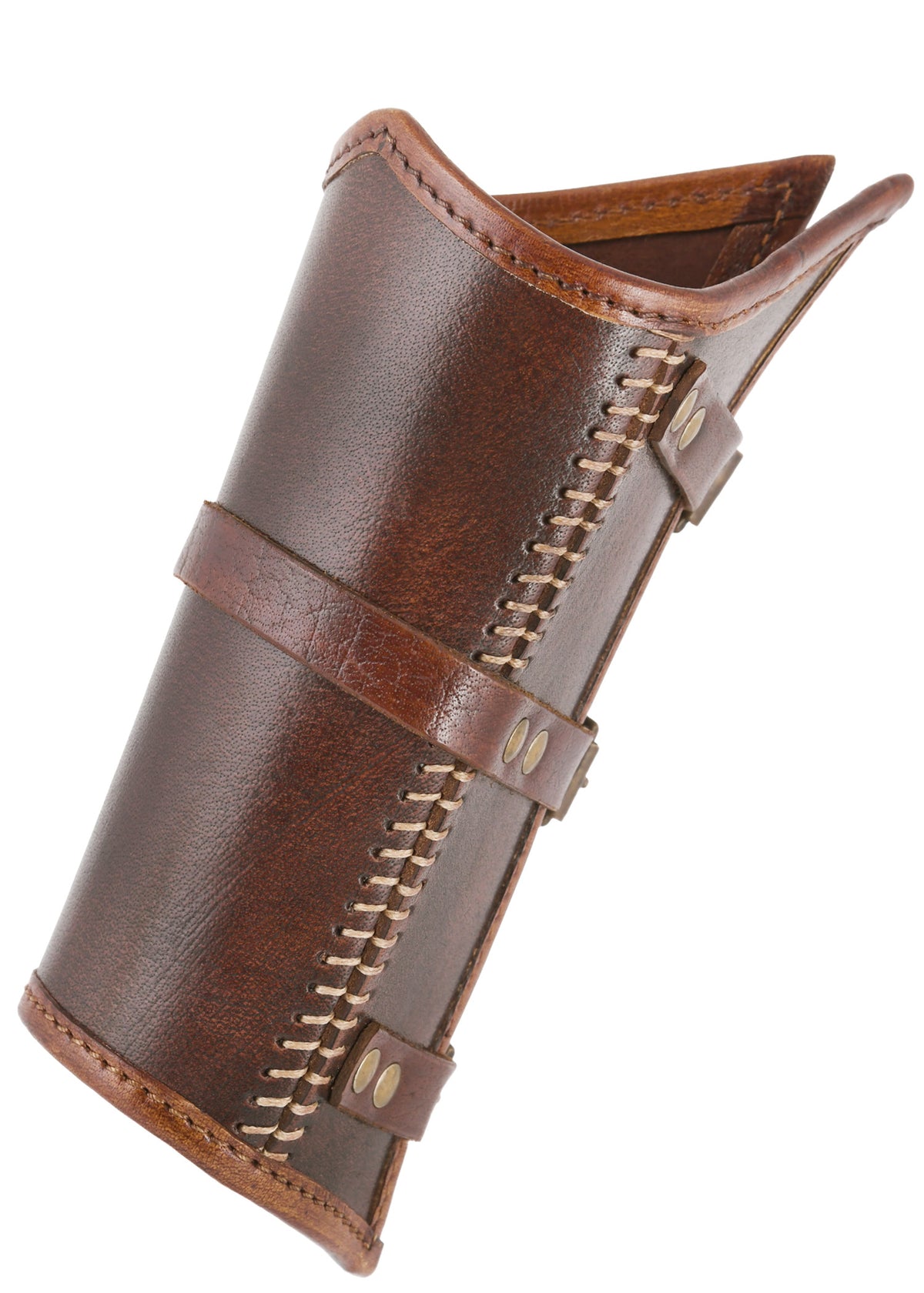 Brassards en cuir brun à boucles Arnulf