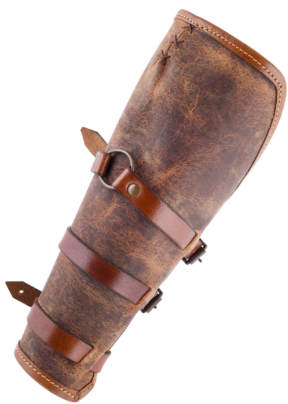 Brassards en cuir gras brun Sindri