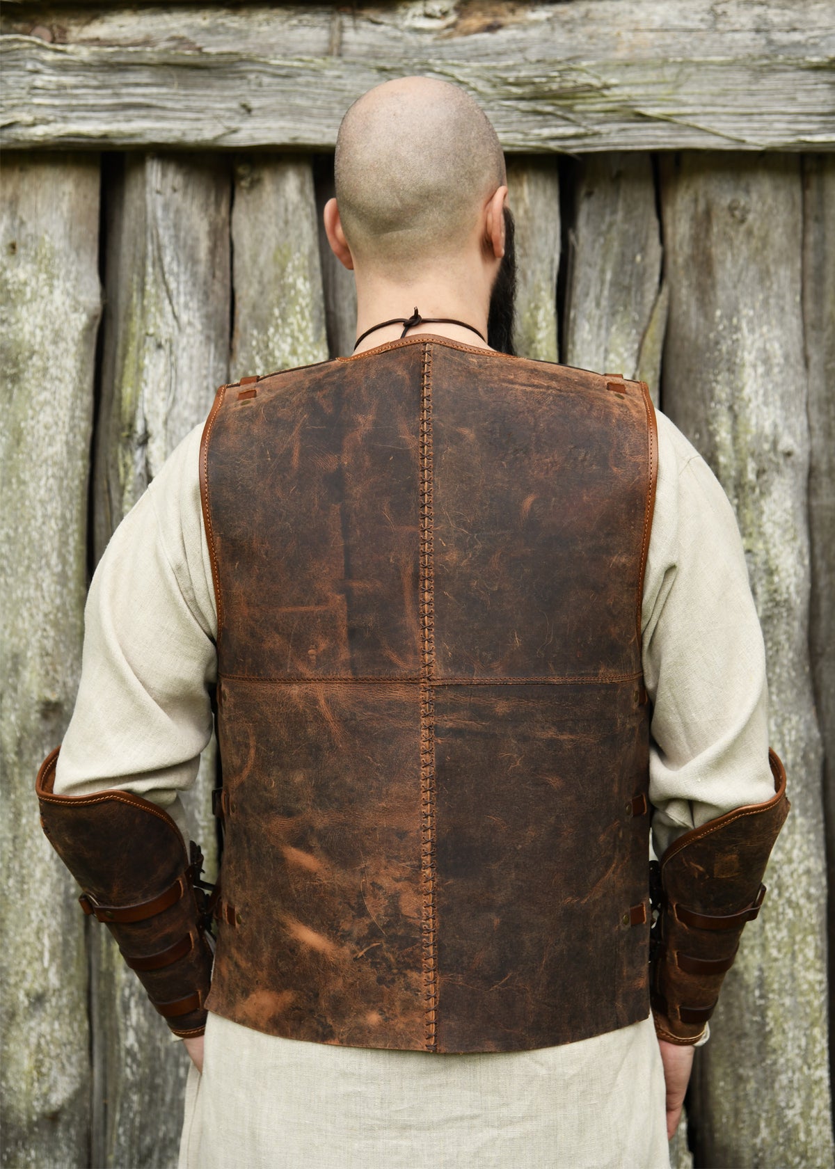 Armure de torse Sindri en cuir gras brun