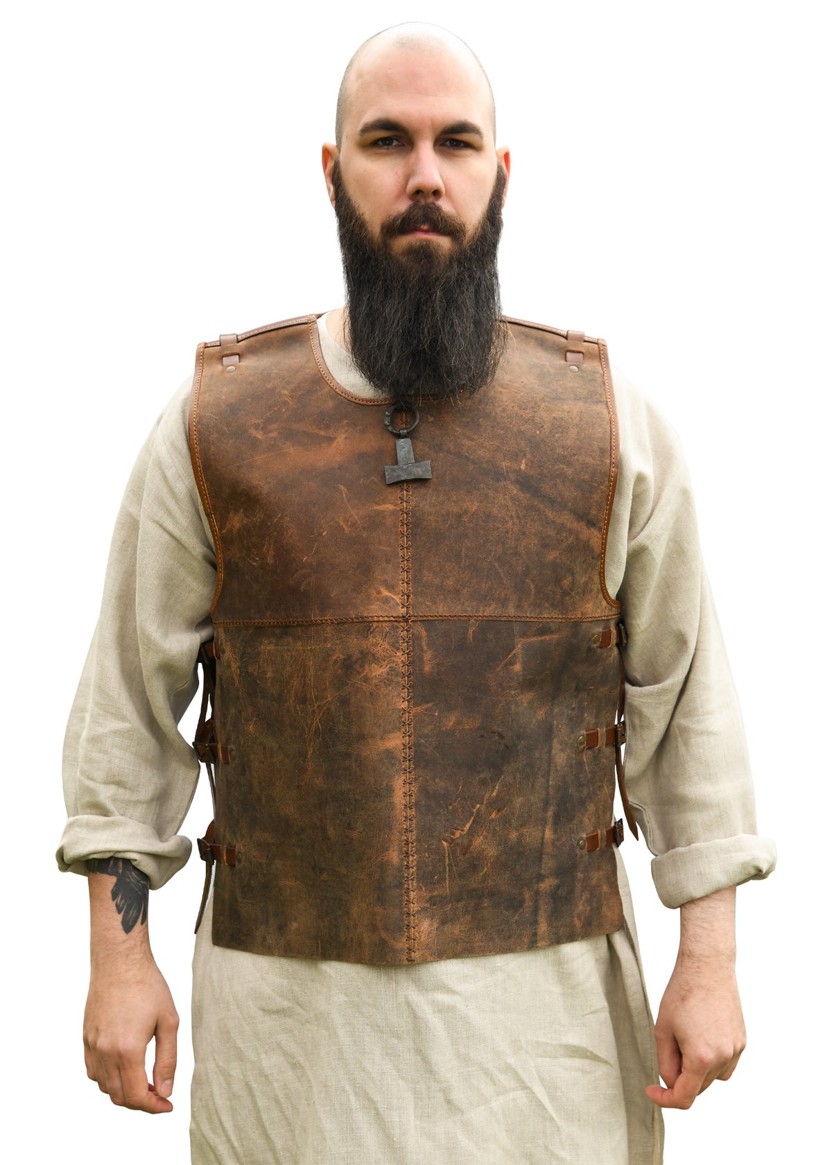 Armure de torse Sindri en cuir gras brun