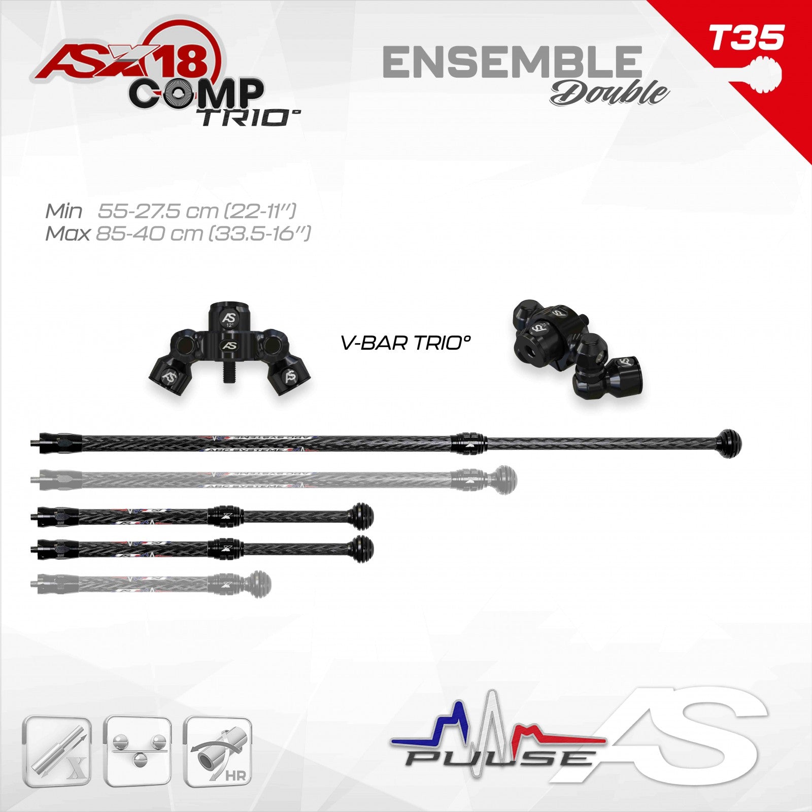Pack Stabilisation Arc Système AS X18 Comp Trio - Vue 2 - Archery Connect