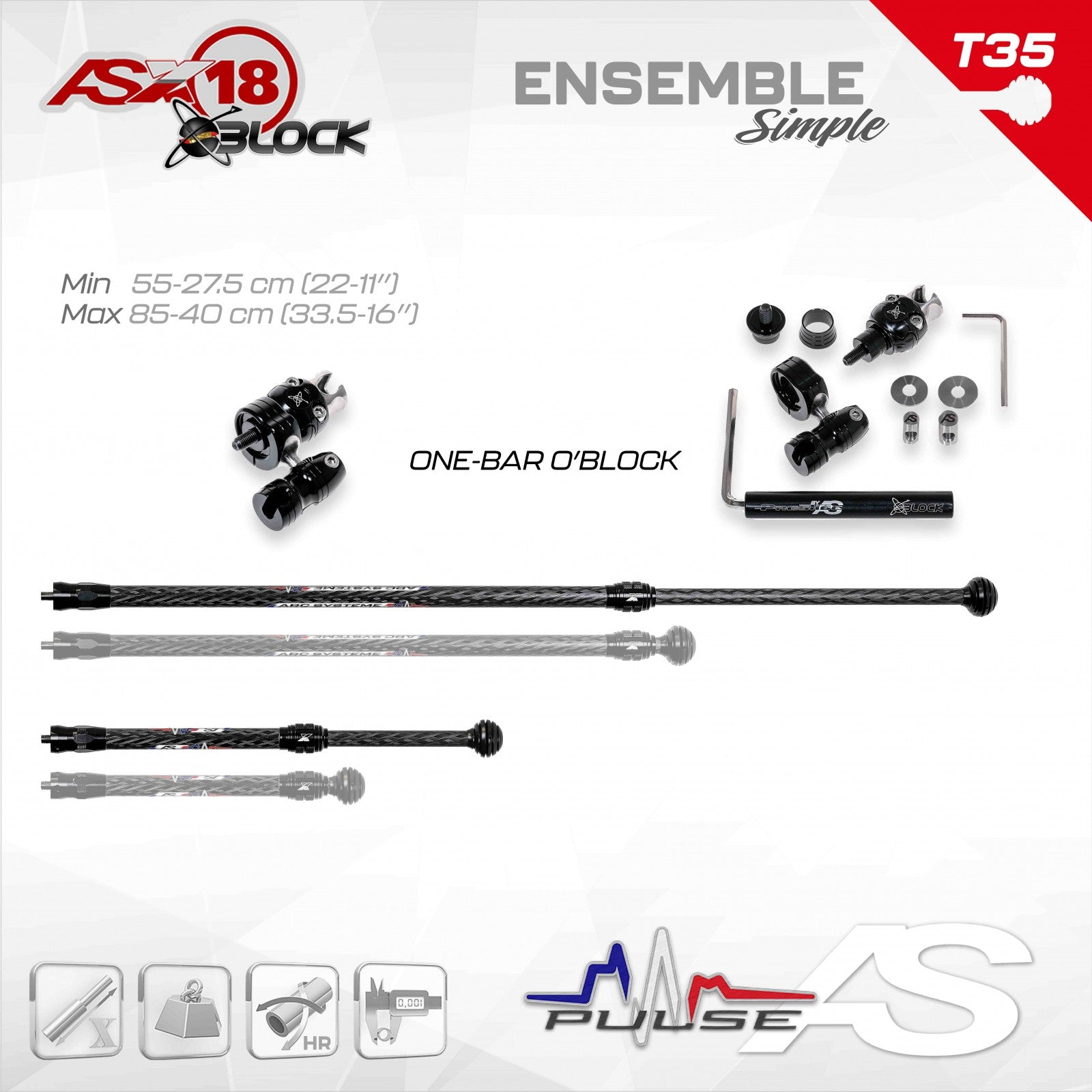 Pack Stabilisation Arc Système AS X18 O'Block - Vue 2 - Archery Connect