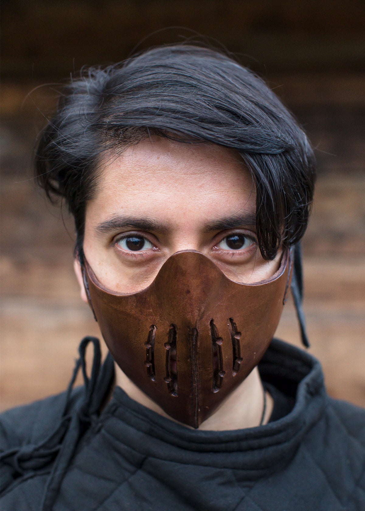 Mempo, demi-masque de samouraï en cuir