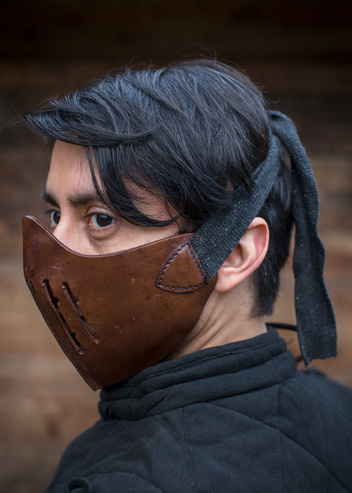 Mempo, demi-masque de samouraï en cuir
