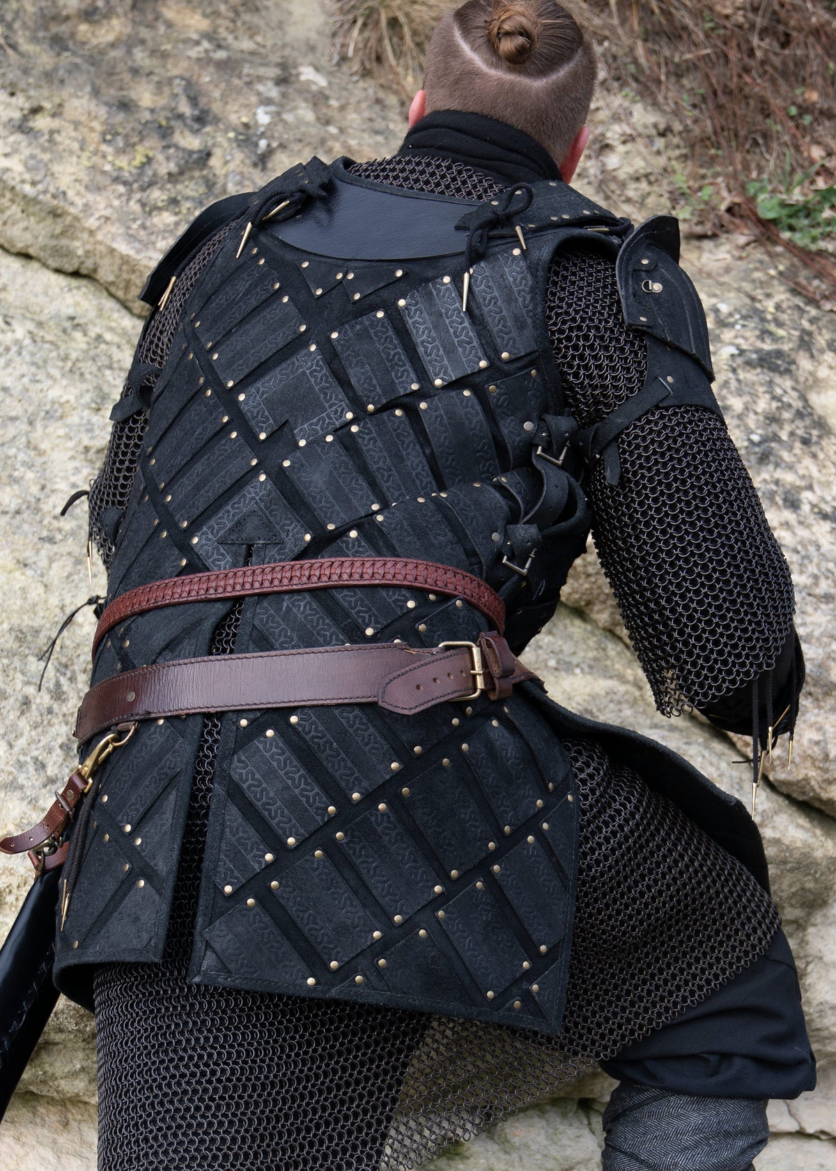 Armure en cuir Woodsman en cuir velours noir