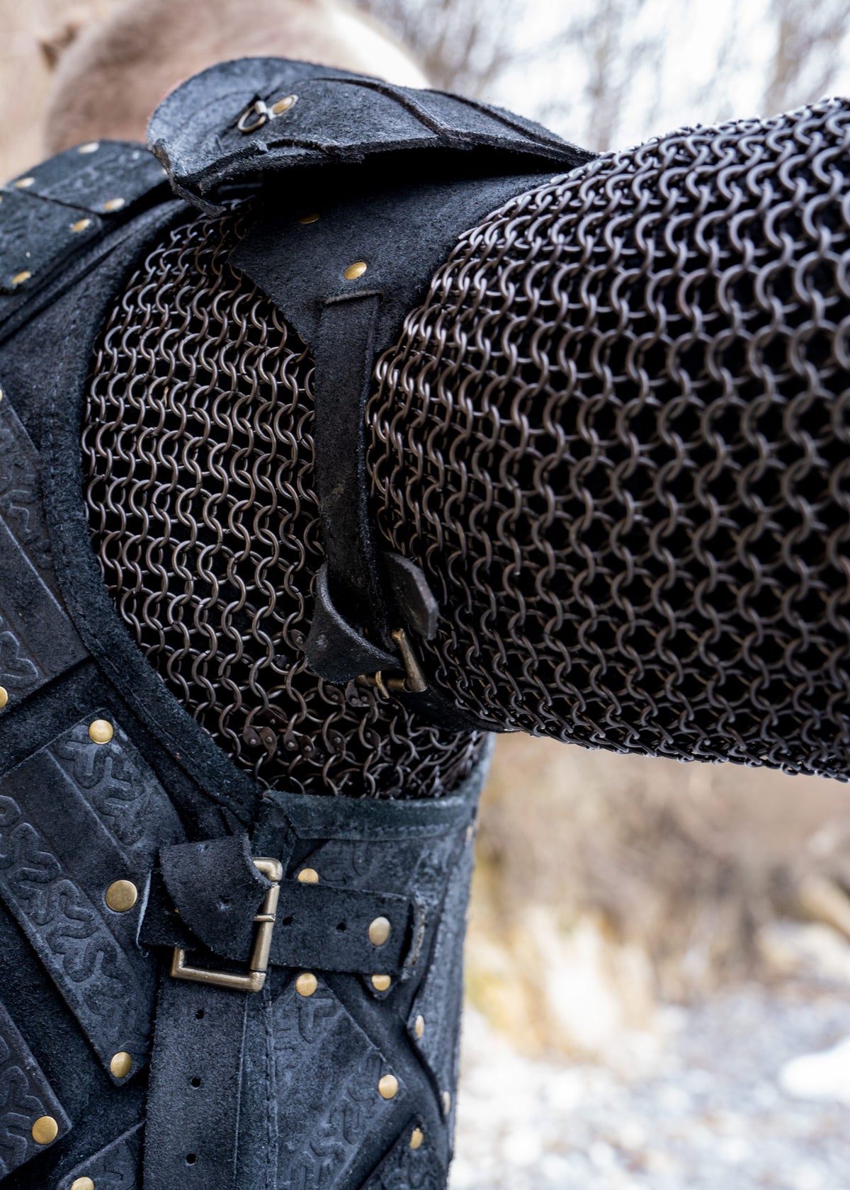 Armure en cuir Woodsman en cuir velours noir