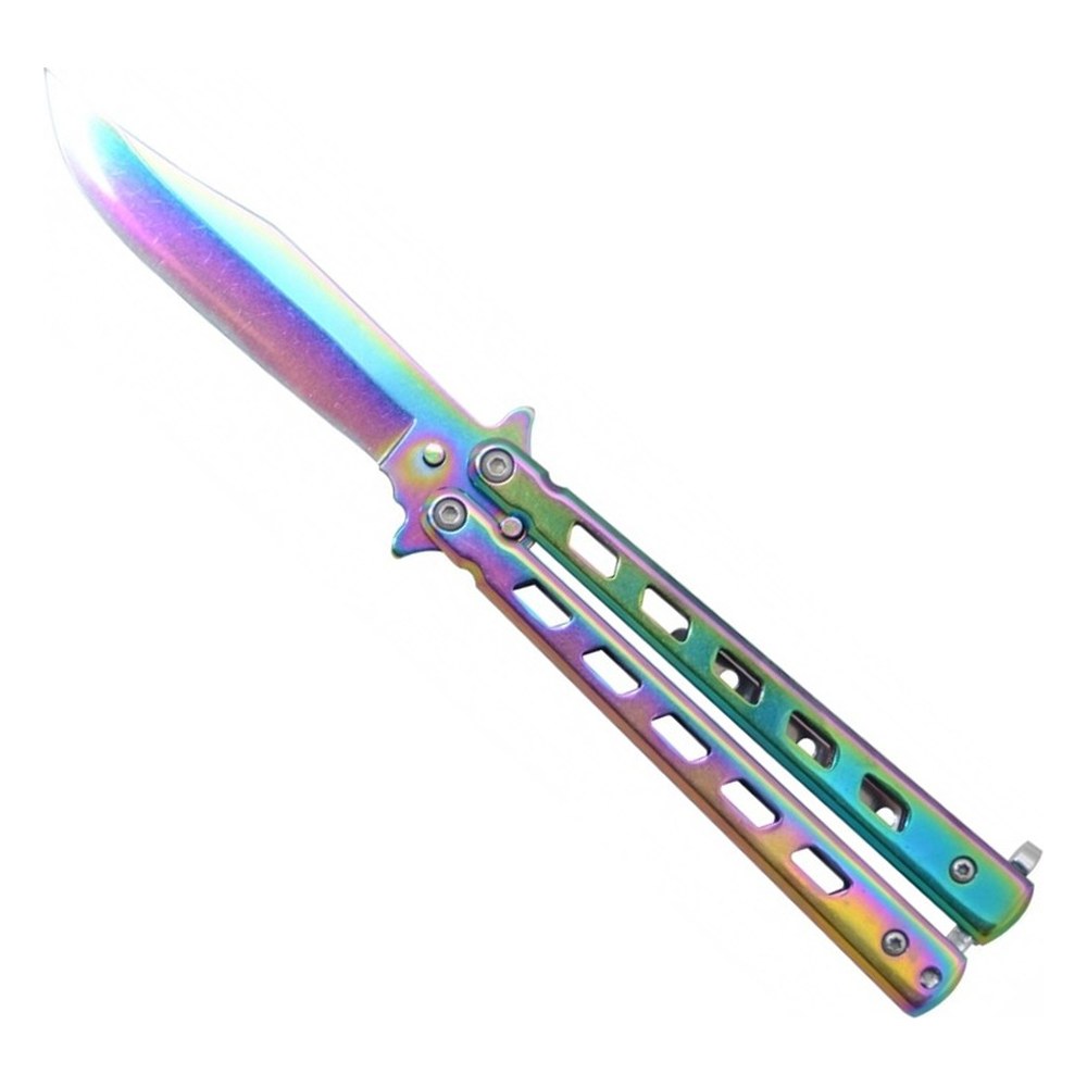 Couteau papillon ajouré anodisé 8 cm