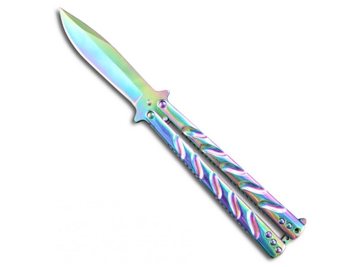 Couteau papillon anodisé 10 cm détail