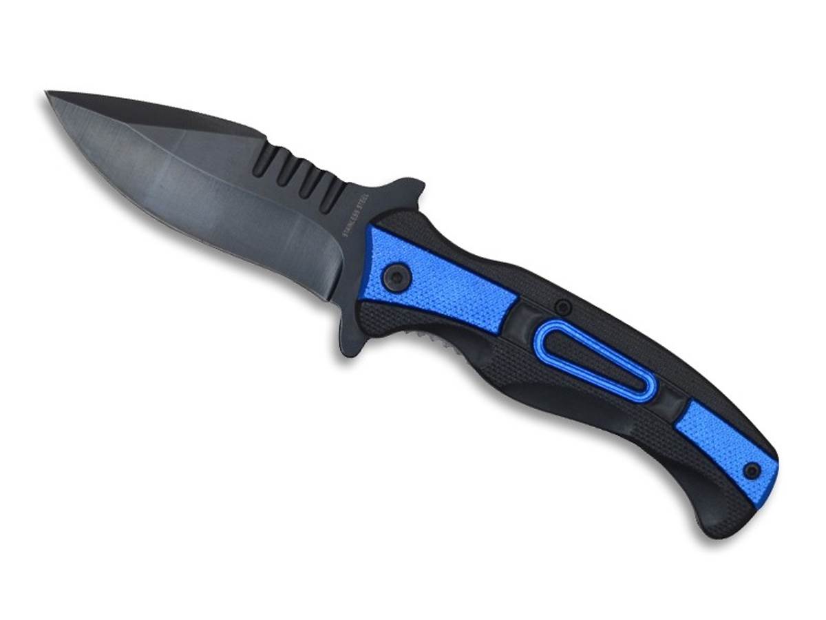 Couteau noir bleu détail