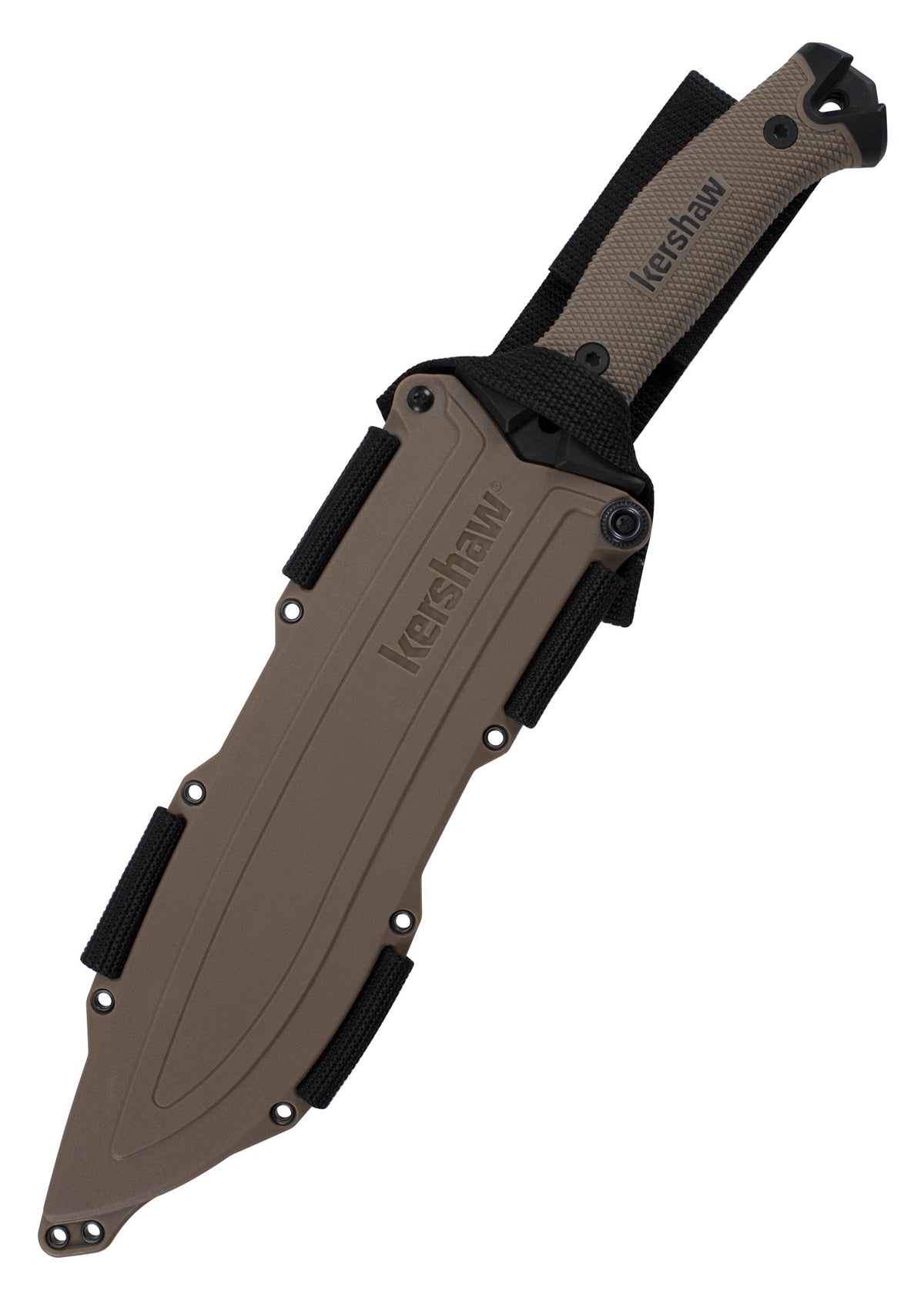 Machette Kershaw Camp 10 coloris sable avec étui