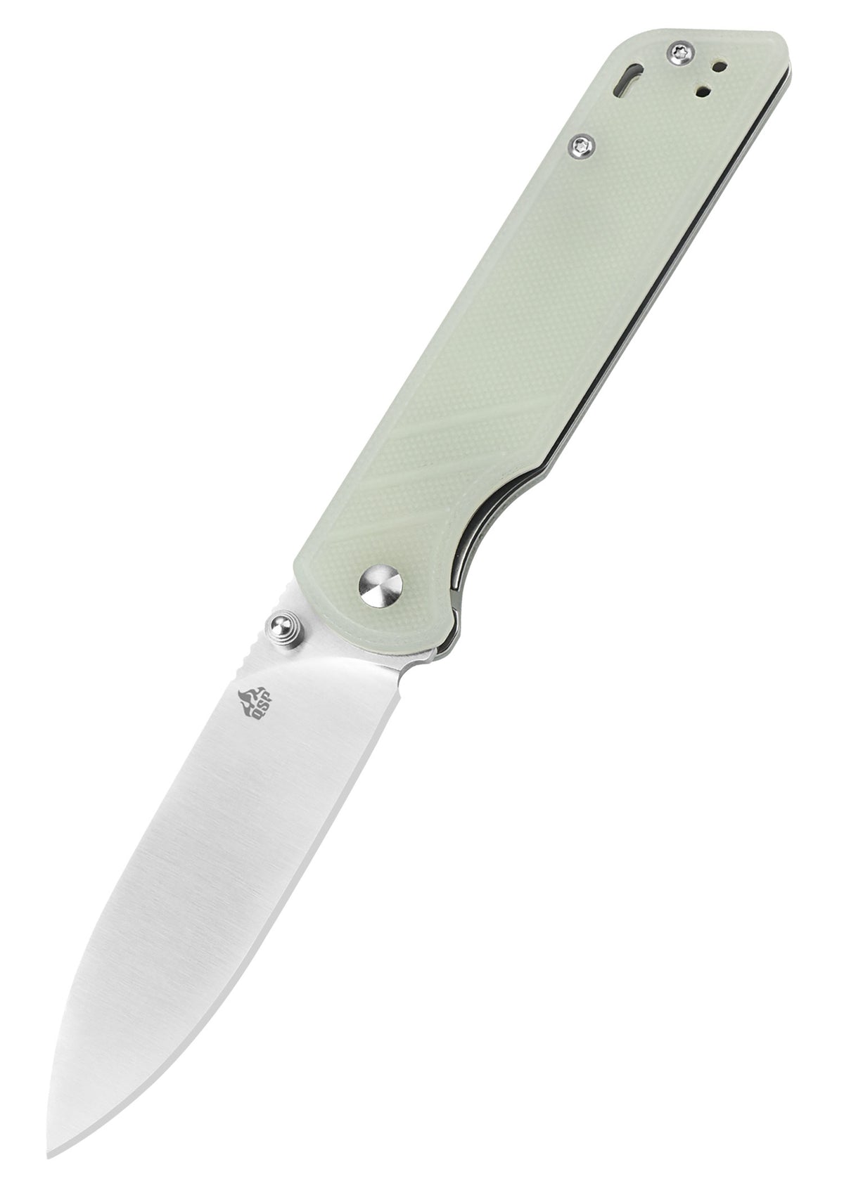 Couteau de poche QSP Parrot, lame D2 satinée, manche G10 jade