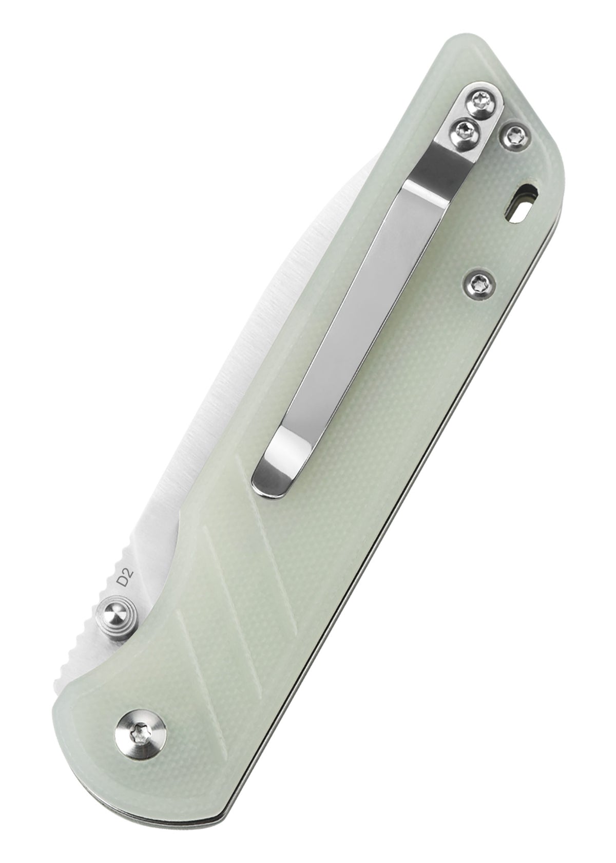 Couteau de poche QSP Parrot, lame D2 satinée, manche G10 jade