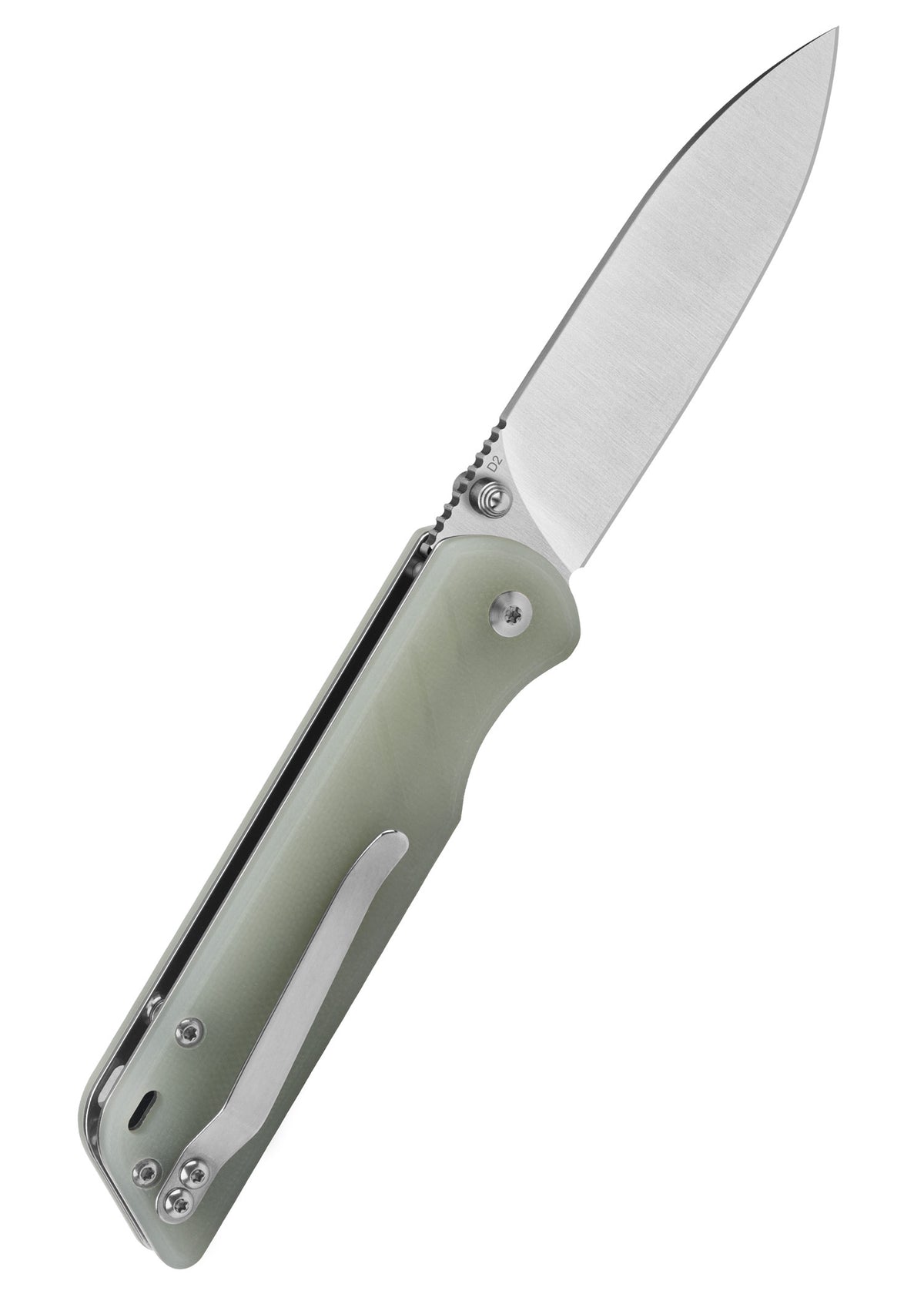 Couteau de poche QSP Parrot, lame D2 satinée, manche G10 jade