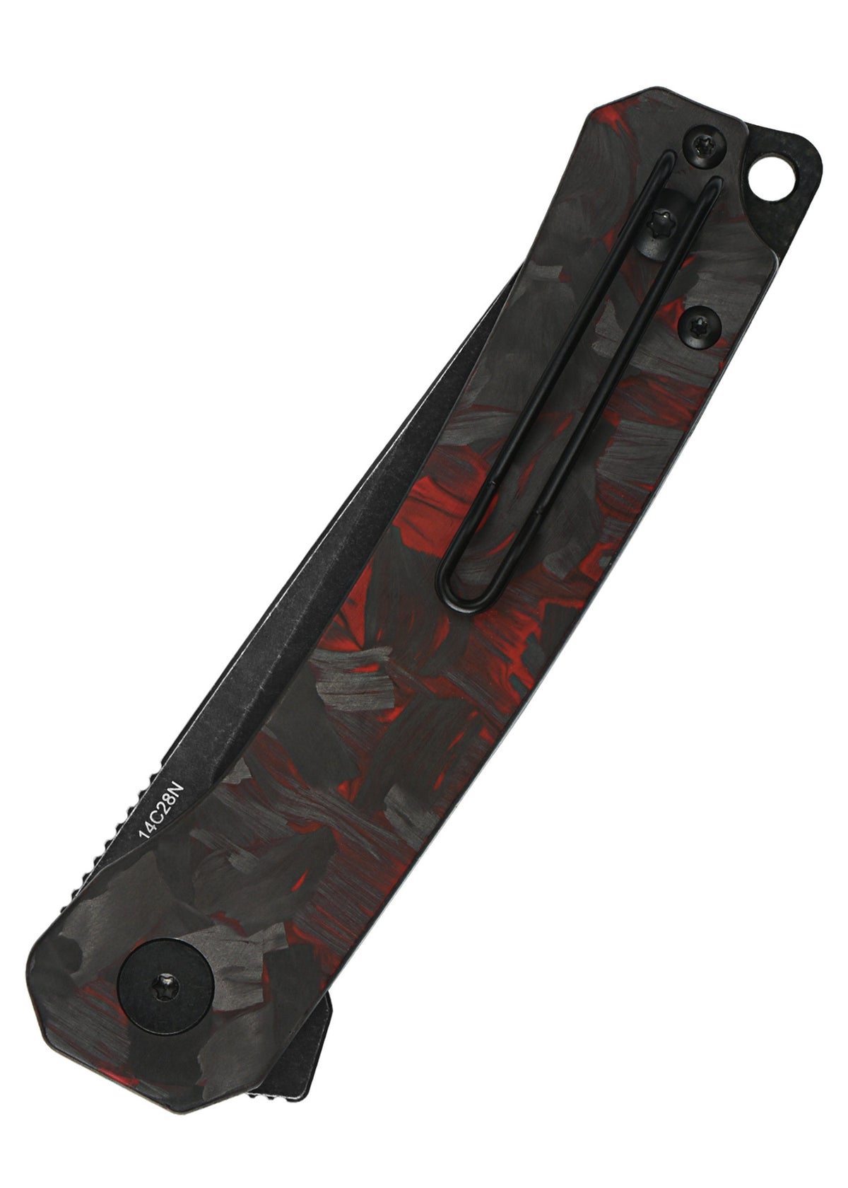 Couteau pliant QSP Osprey lame noire manche G10 carbone rouge