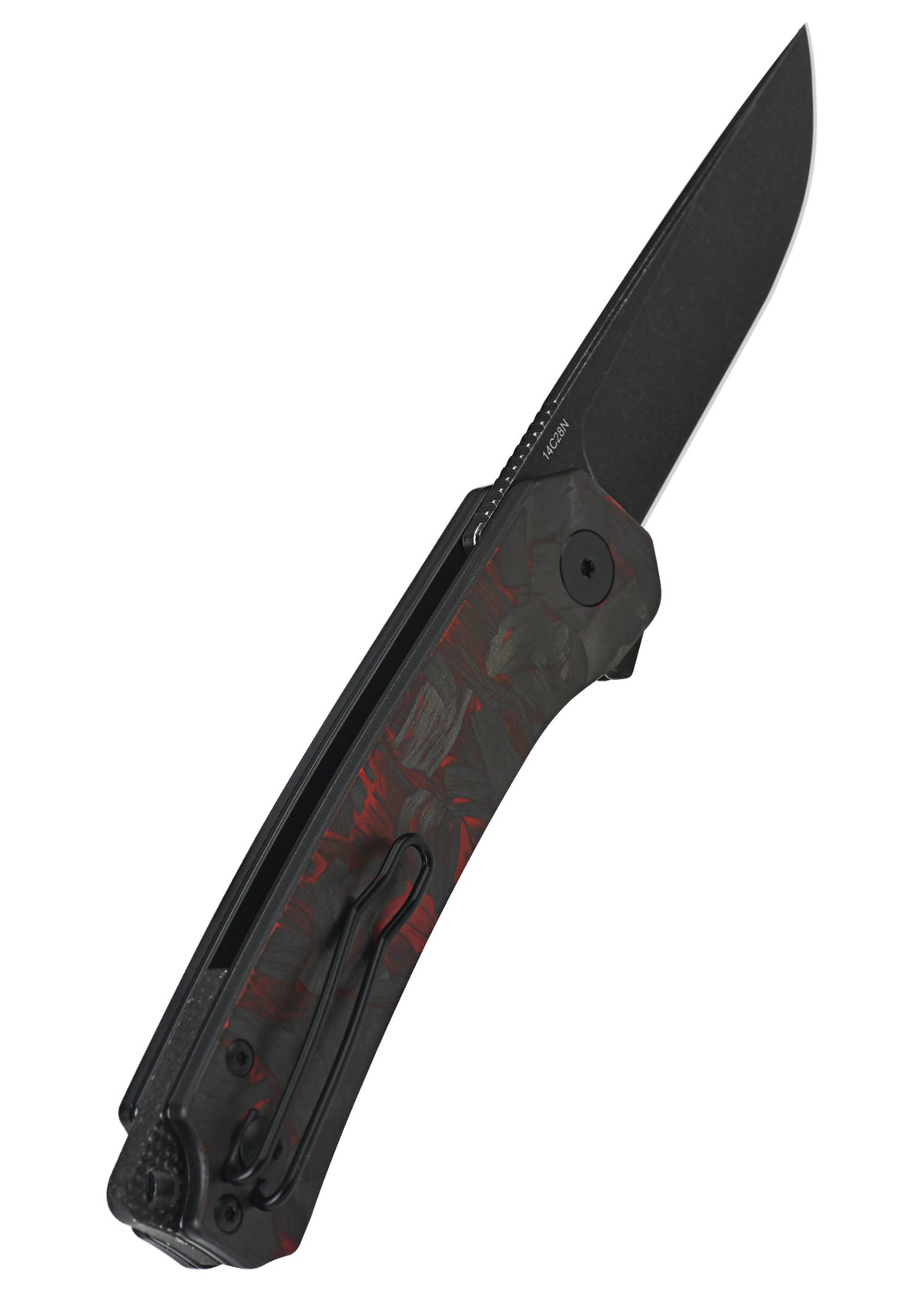 Couteau pliant QSP Osprey lame noire manche G10 carbone rouge