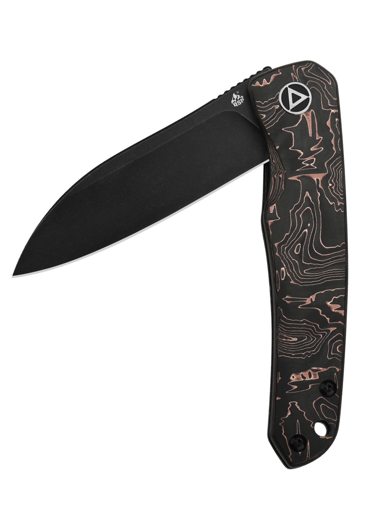 Couteau pliant QSP Otter lame noire stonewashed manche Copper Foil