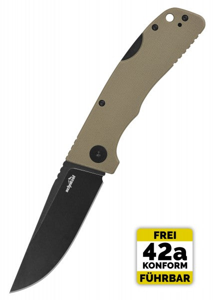 Schnitzel Kvar – Couteau pliant 2-Hand Backlock, sable, noir
