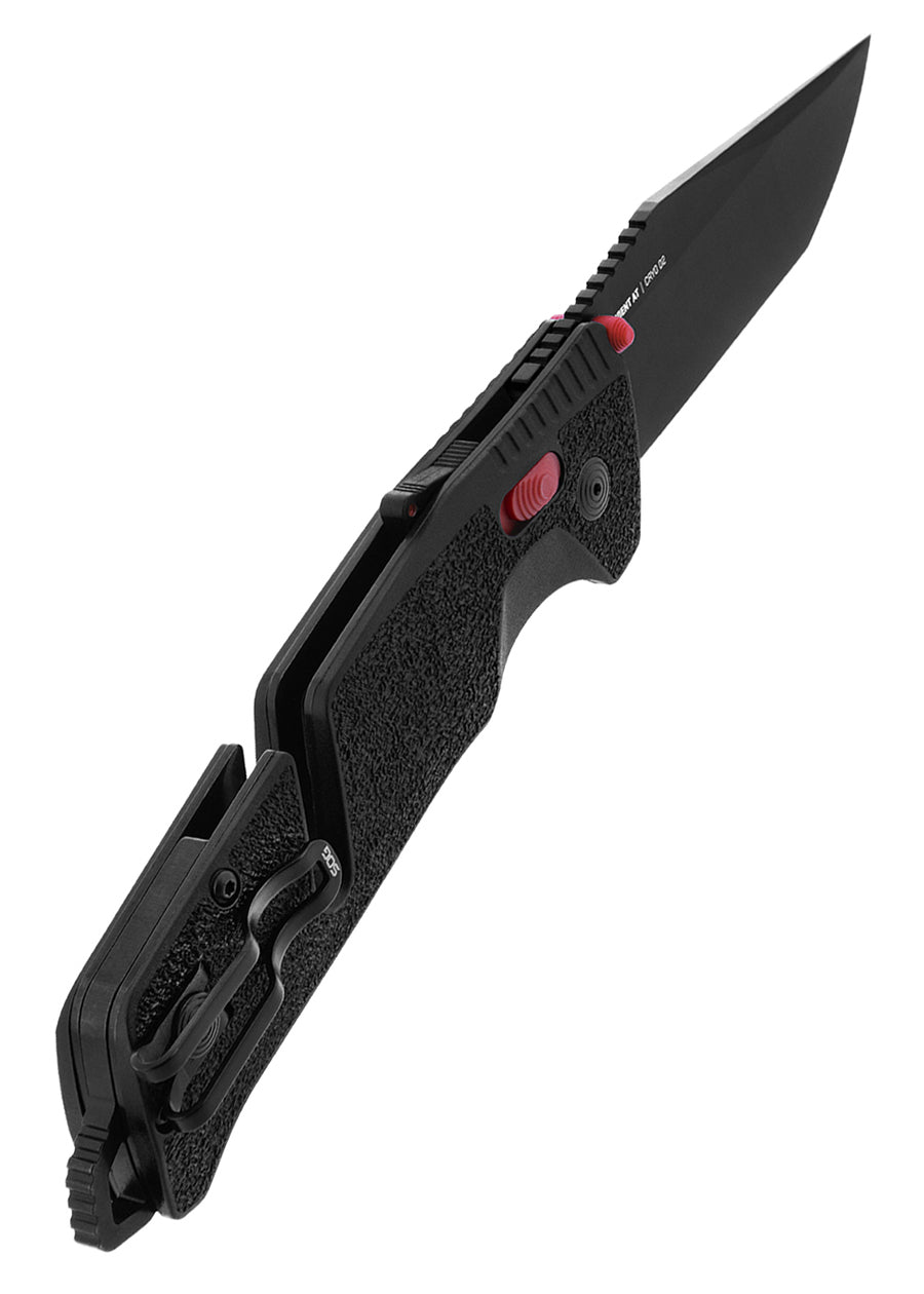 Couteau pliant SOG Trident AT noir et rouge lame tanto