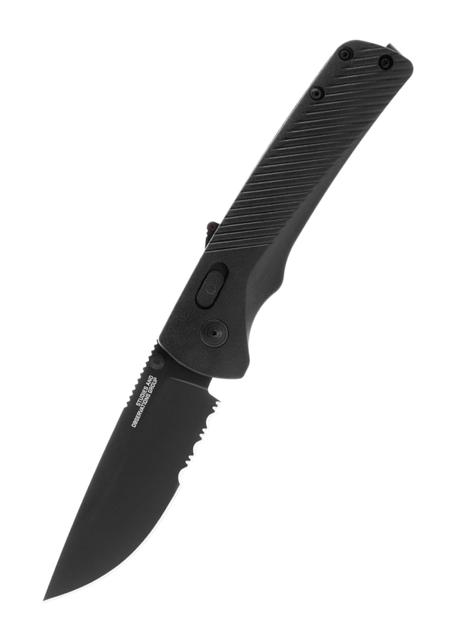 Couteau pliant SOG Flash AT Blackout, lame D2 noire mi-dentelée