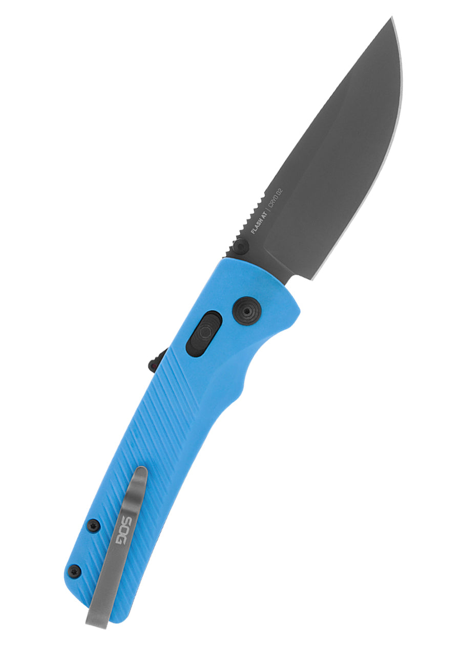 Couteau pliant SOG Flash AT Civic Cyan, lame D2