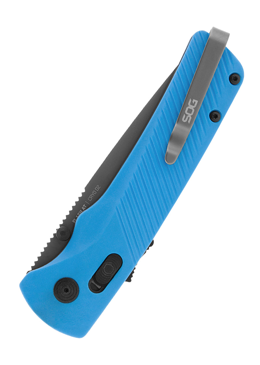 Couteau pliant SOG Flash AT Civic Cyan, lame D2