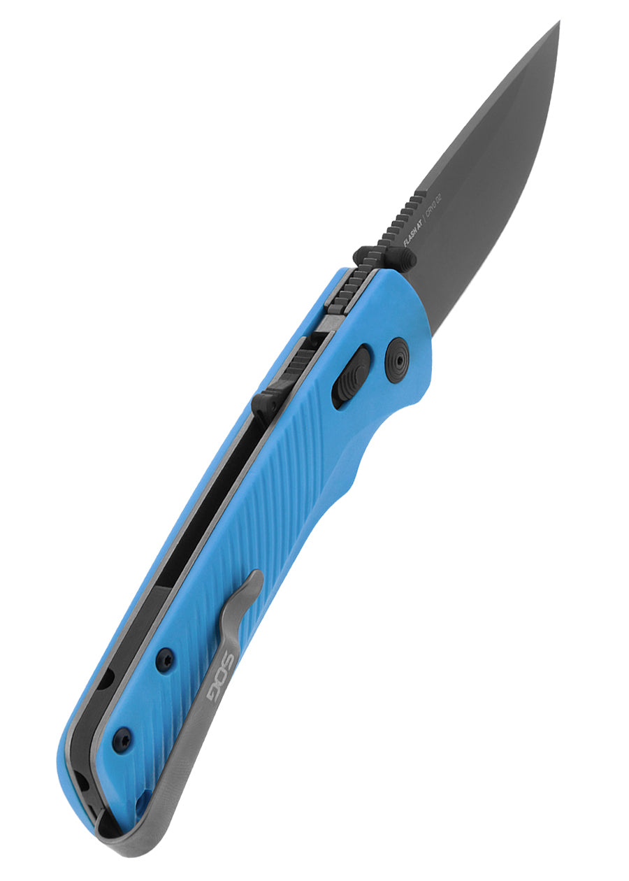 Couteau pliant SOG Flash AT Civic Cyan, lame D2