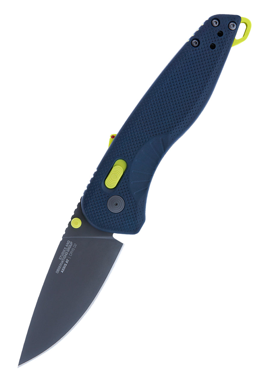 Couteau pliant SOG Aegis AT Indigo & Acid, lame drop point D2
