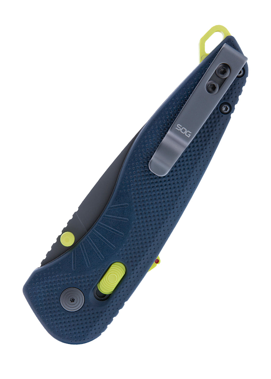 Couteau pliant SOG Aegis AT Indigo & Acid, lame drop point D2