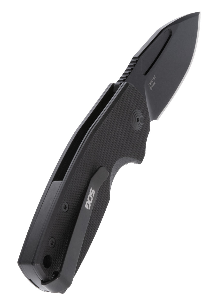 Couteau de poche SOG Stout SJ Blackout, G10 noir