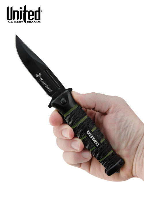 Couteau pliant United Cutlery USMC Combat noir et vert
