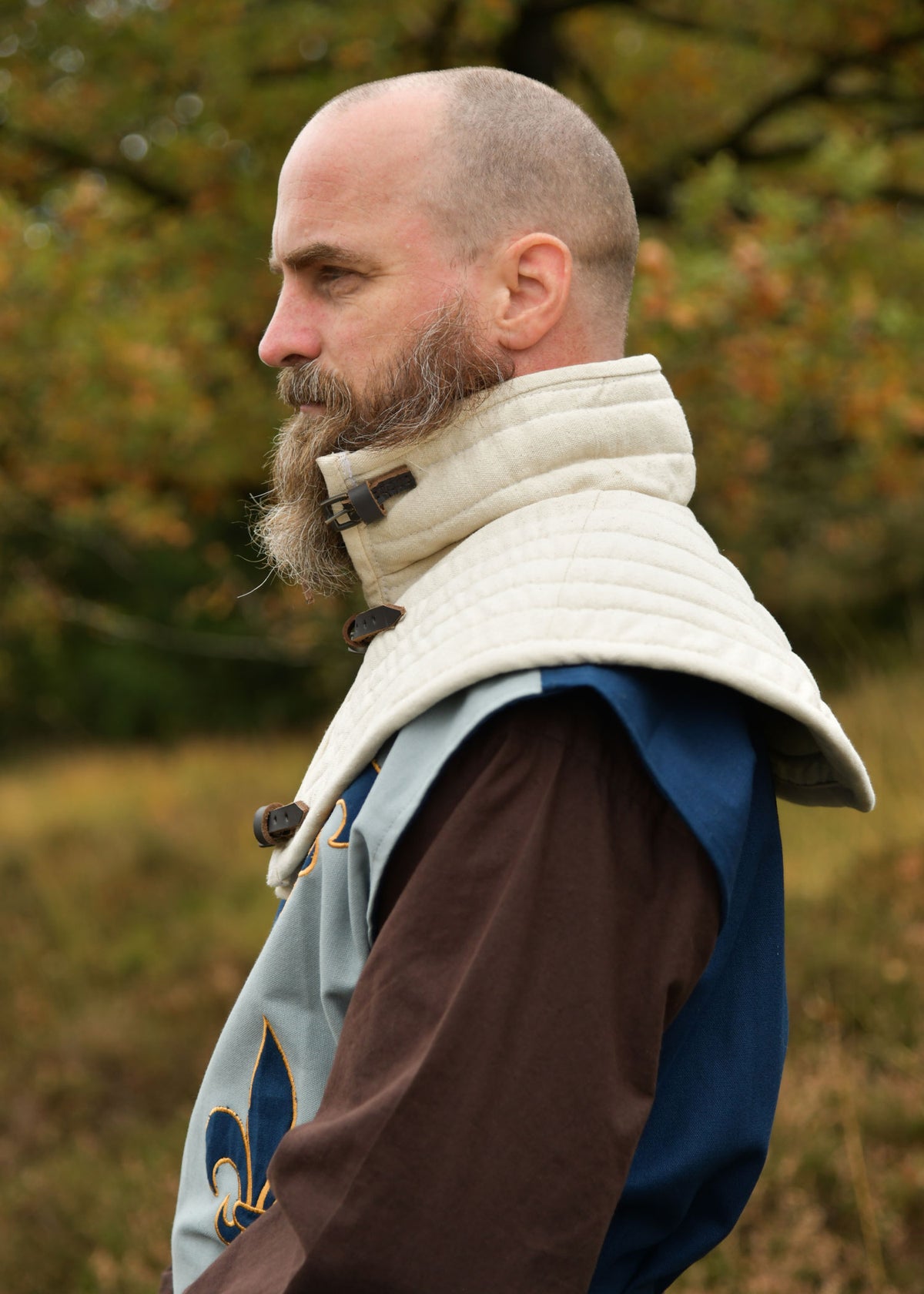 Col rembourré réglable en coton et laine, naturel