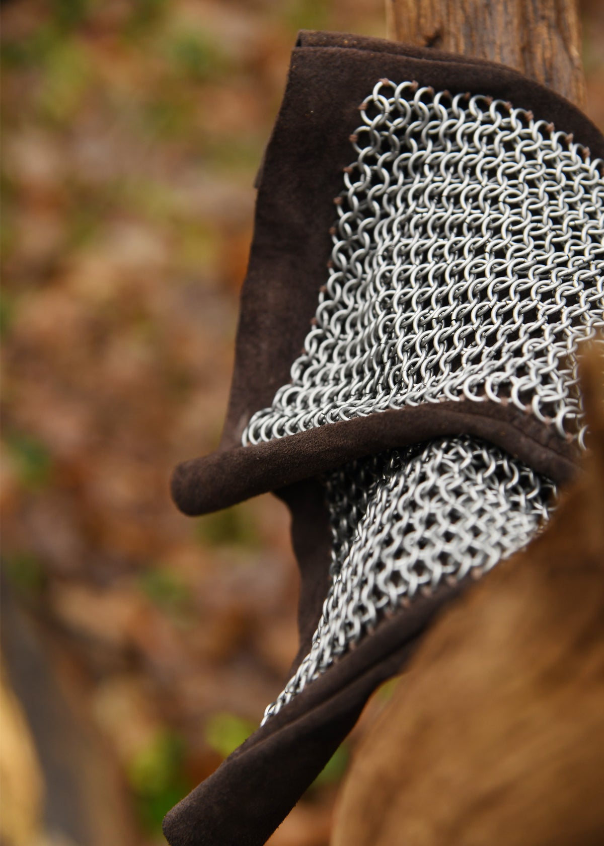 Moufles de mailles ULFBERTH en cuir brun, la paire