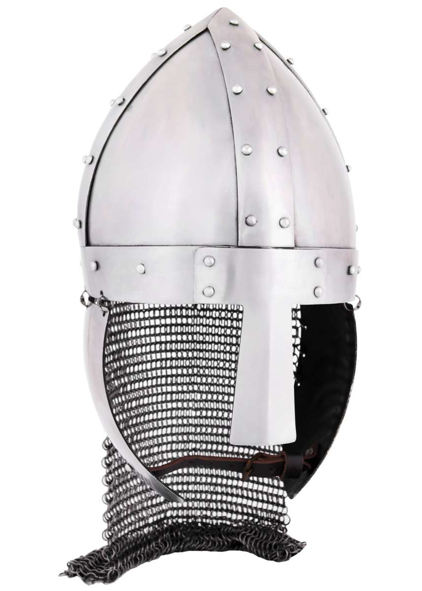 Casque nasal avec volets de joues et lunette, acier 2 mm