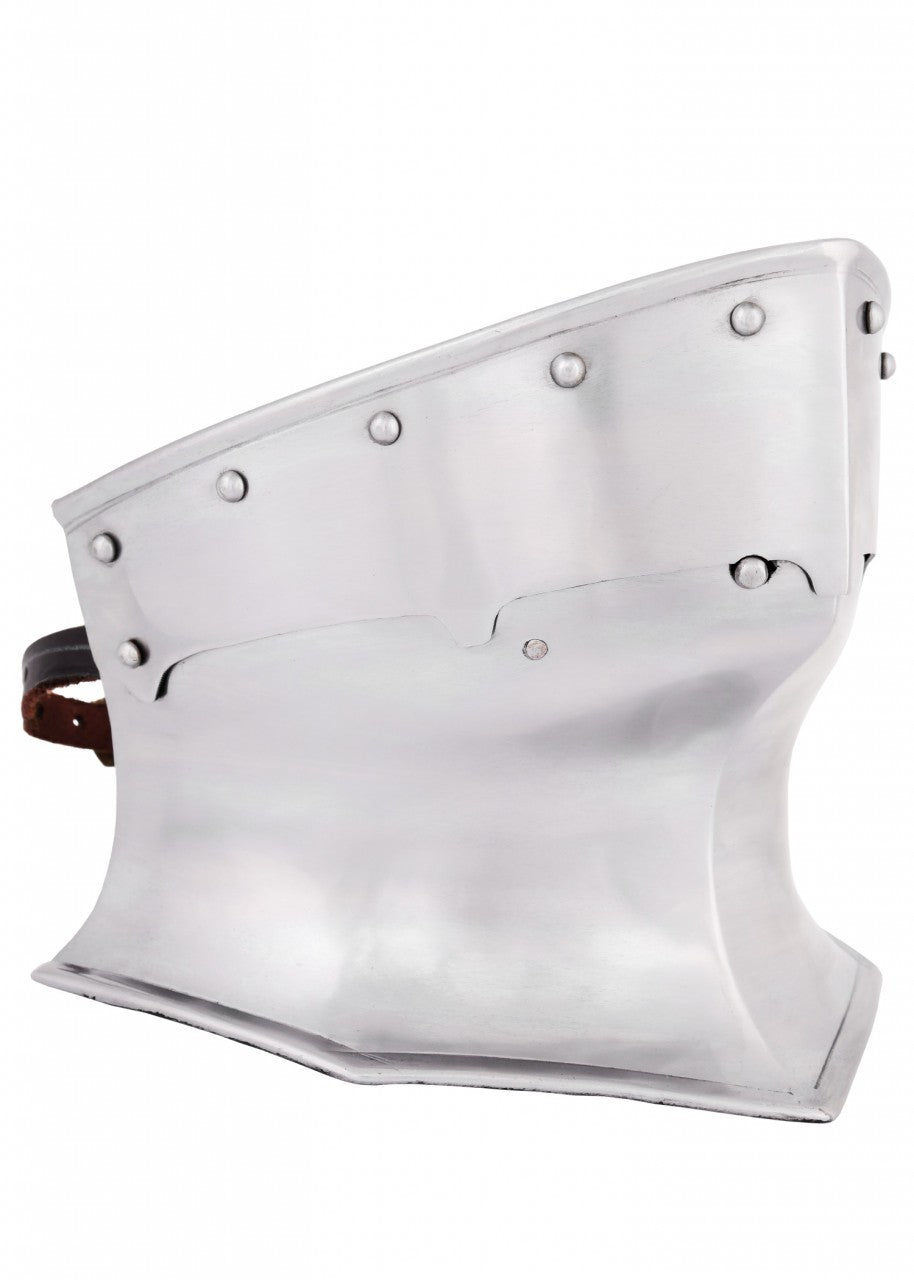 Gorgerin en acier poli avec sangle en cuir