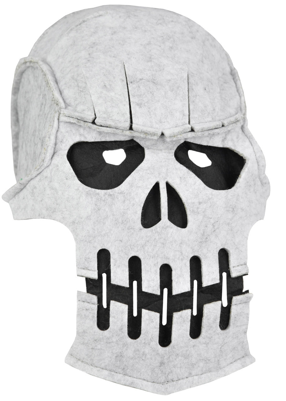 Masque tête de mort en feutre gris pour enfant